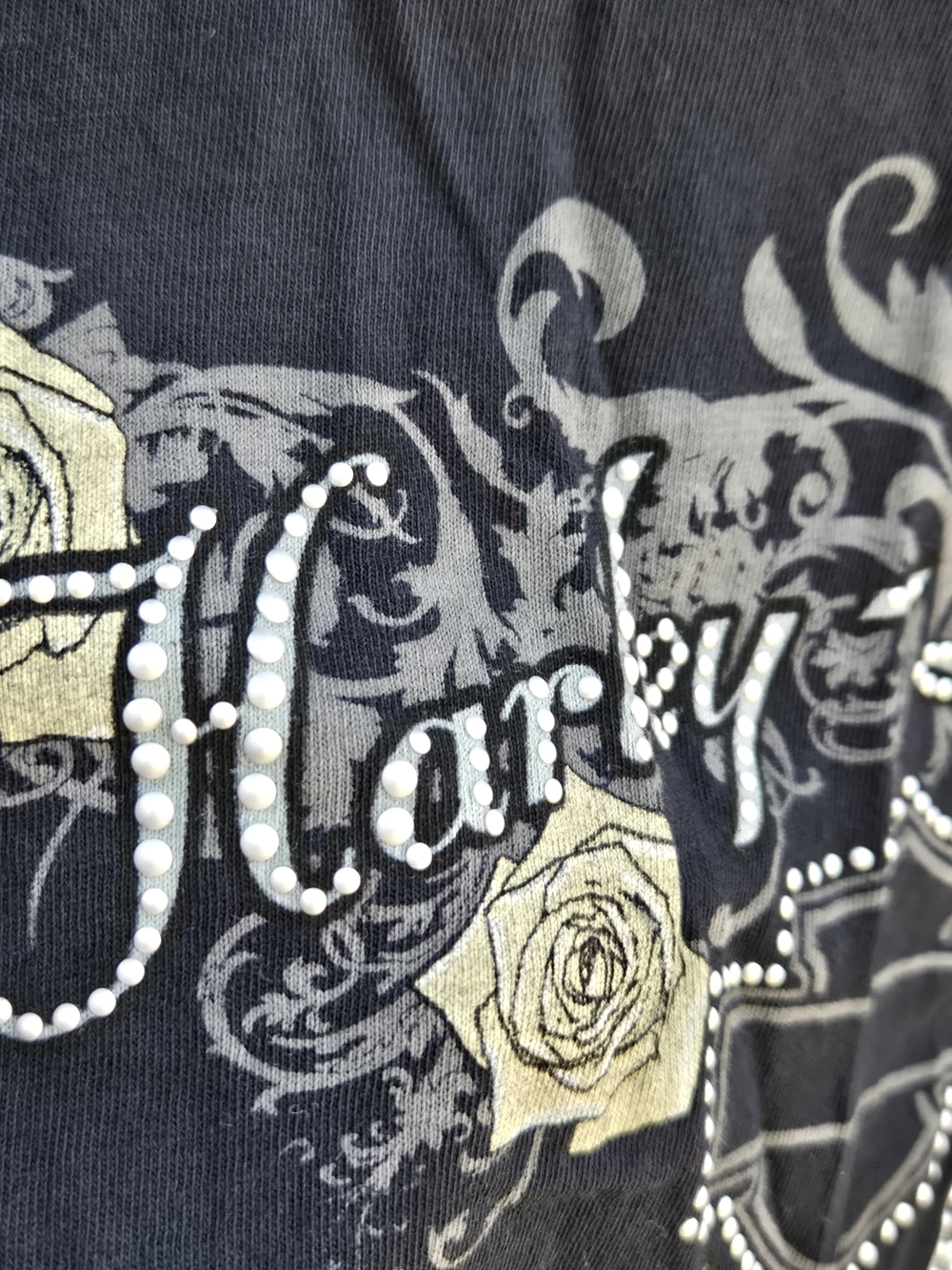 Harley-Davidson T-shirt Rhinestone-embellished logo and floral design Medium - Picture 6 of 8